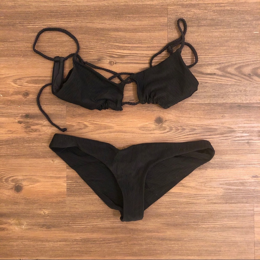 Frankies black ribbed bikini